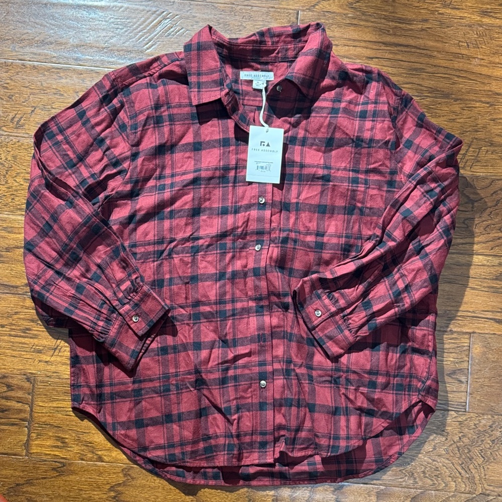 Stylish Red and Black Plaid Button-Down Shirt